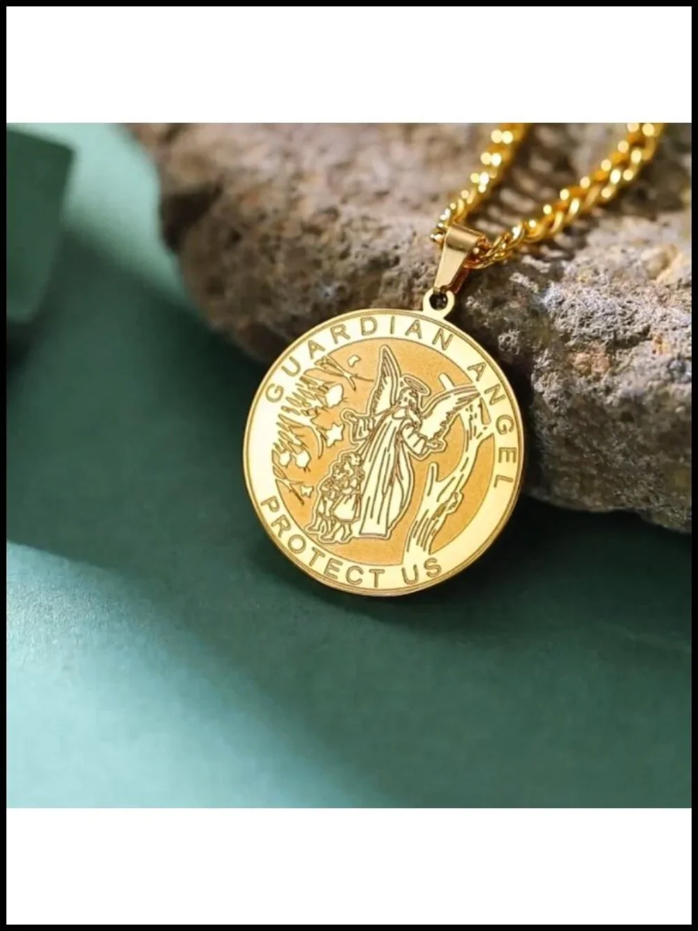 Stainless Steel Guardian Angel Pendant Necklace Religious Keepsake Jewelry